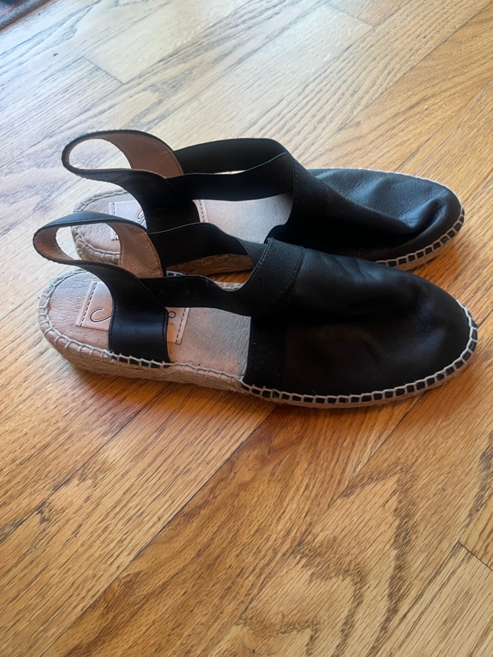 Gaimo Handmade in Spain Black Leather Espadrilles EU38 US 7.5/8